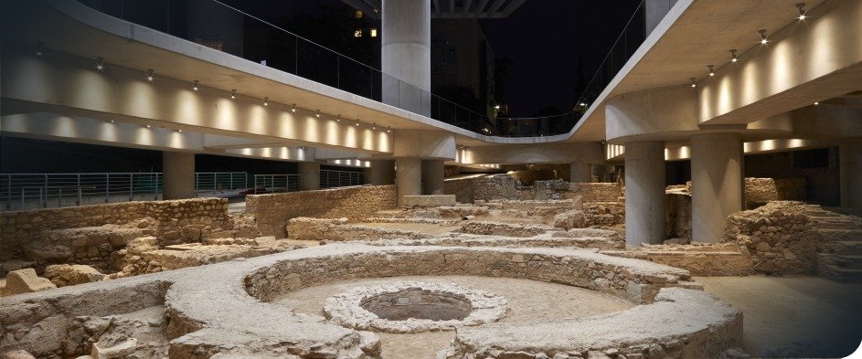Underground ruins below ground at New Acropolis Museum