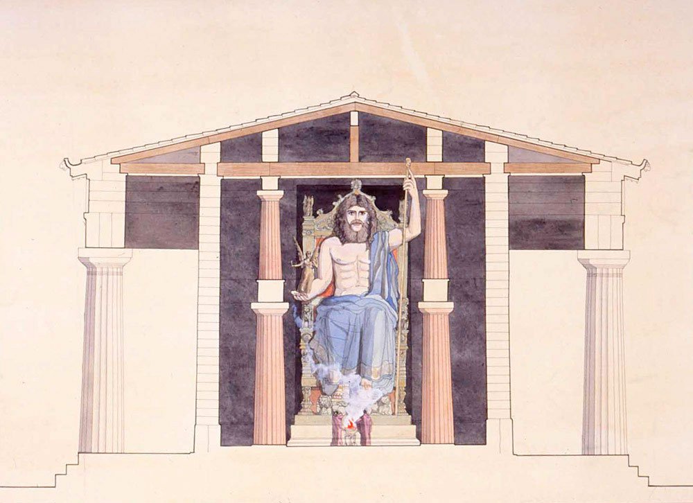 sketch of statue of Zeus, Olympia