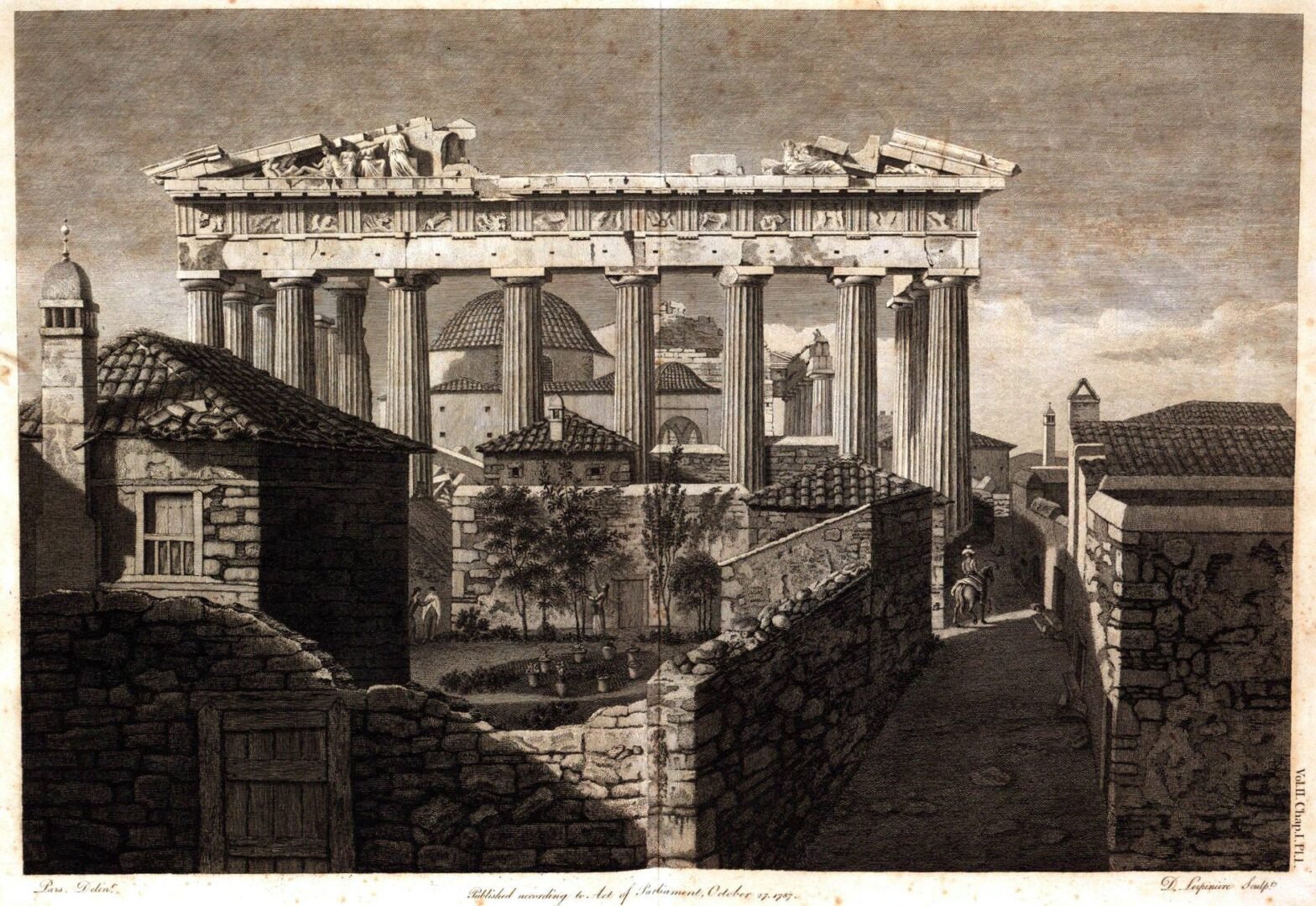 Drawing of Parthenon in 1787