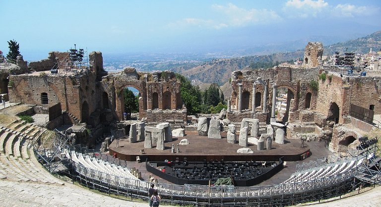 Greek theatre at Taormina set-up for production
